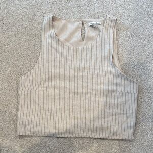 Hunter & Brown Linen Pinstriped Cropped Tank